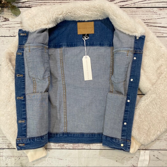 Sanctuary Anthropologie minka fur denim jacket NWT - Picture 8 of 9